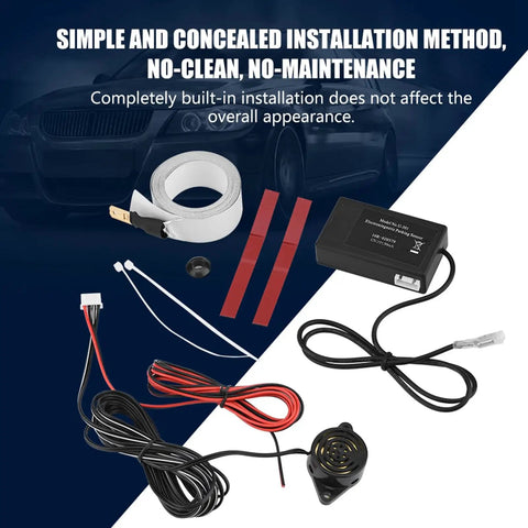 360 Degree Parking Sensor System No Drill Installation With Buzzer Alert components and wiring displayed