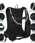 Back view of Ultra Lightweight Hydration Vest 5L Water Backpack with 2L BPA Free Bladder, highlighting pockets and mesh fabric.