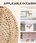 Three Pack Rattan Pendant Lampshades Set in living room, bedroom, dining room, woven basket style, rope look finish, 5.89 x 5.51 in