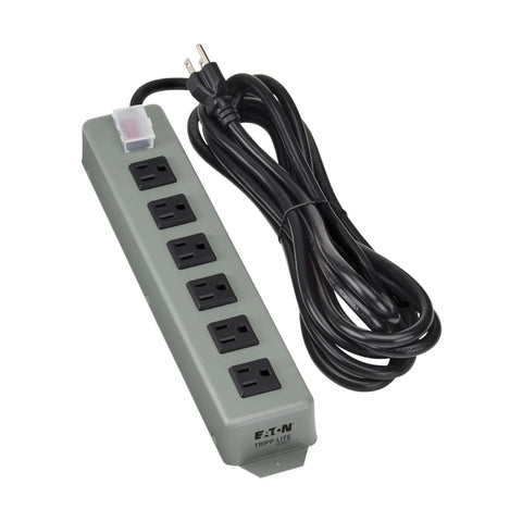 Heavy Duty Power Strip With 6 Right Angle Outlets In All Metal Housing Mountable On Wall Or Under Desk 15 Foot Extension Cord On Off Switch Cover Ideal For Industrial Garage Use UL24RA15