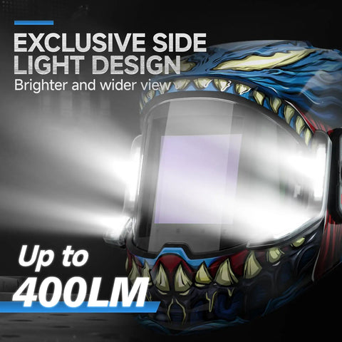 Panoramic 180 Degree Auto Darkening Welding Helmet For Pro Grade Clarity With True Color View And Built In LED Lights