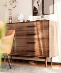 Wooden dresser with 10 Pack Matte Black Cabinet Handles For Kitchen And Bathroom Renovations With 3 Inch Center To Center Hole Spacing