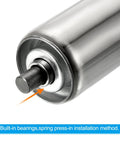 Heavy Duty Conveyor Roller With 3.5 Inch Diameter And 22 Inch Length Stainless Steel Body showing built-in bearings and installation method.