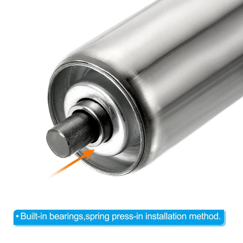 Heavy Duty Conveyor Roller With 3.5 Inch Diameter And 22 Inch Length Stainless Steel Body showing built-in bearings and installation method.