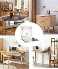 Thickened Stainless Steel L Shaped Corner Brackets Built Tough For Furniture Assembly with rustic wooden furniture.