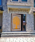 Hand Carved Tree Of Life Door For Exterior Or Interior Use, Pivot Barn Style Door With Large Sliding Or Hinged Panels