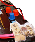 Beefed-Up Heavy Duty Battery Terminal Connectors for Car Marine Truck and Motorcycle attached to battery, clear cover visible.