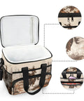 Insulated Lunch Bag With Shoulder Strap, Rugged Cooler Tote For Picnic, Hiking, Camping And Work, 15L Capacity, showing open interior and mesh pockets