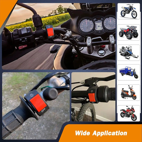 Universal Motorcycle Handlebar Toggle Switch With On Off Push Button 12V 10A For 7/8 Inch Handlebars Fits U5 U7 U2 Motorcycles Scooters Electrombile Motorbike Red Must Have on motorcycle handlebar