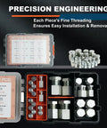 72 Piece Hydraulic Hose Cap And Plug Kit With NPT Threads, Pro Grade Heavy Duty Steel Flare Fittings, Precision Thread Caps And Plugs, Dash Sizes 2 4 6 8 12 16, Complete Seal Adapter Set in organizer case
