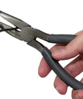 Hand using Angled Long Needle Nose Pliers Set With 11 Inch And 7 Inch 90 Degree Bent Nose Tips, Two Piece Kit for twisting wire