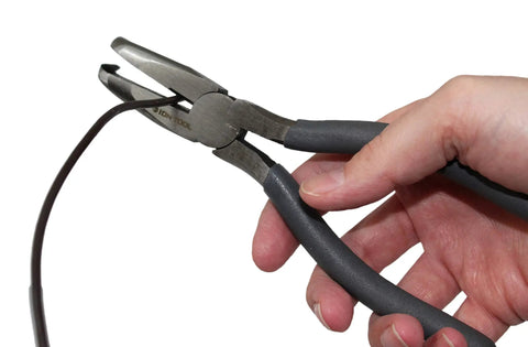 Hand using Angled Long Needle Nose Pliers Set With 11 Inch And 7 Inch 90 Degree Bent Nose Tips, Two Piece Kit for twisting wire