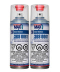 Two front-facing Spray Max 2K Clear Glamour aerosol cans, 2-pack, with red spray nozzles and clear caps.