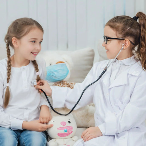 Kids Doctor Lab Coat Set With Stethoscope And Name Tag For Dress Up Scientist Costume For Boys And Girls Ages 3 To 12