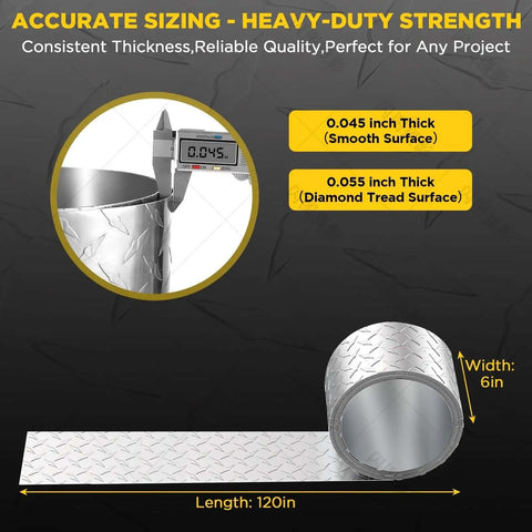 Diamond Tread Aluminum Sheet Metal 120 By 6 Inches Wide DIY Friendly Easy Cut Easy Drill Plate for Trucks and Home Projects