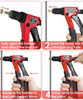 Premium 8 Inch Rivet Nut Tool Kit With Quick Change Heads And 80 Dual Metric SAE Mandrels For Precision Tight Space Installation On Cars Or Machinery DIY Pro Grade Carbon Steel Grip, hand rivet nut tool in use