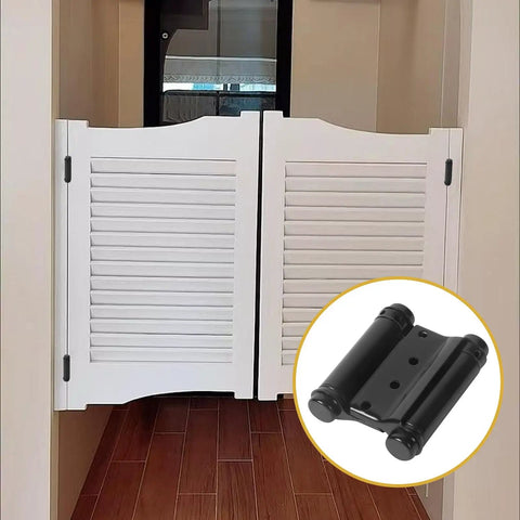 3 Inch Double Action Spring Hinges 4 Pack Matte Black Stainless Steel Self Closing Double Swing Hinges used on cafe partition doors.