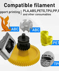 Drop In Extruder Gear Kit For Bambu Lab P2S With DLC Nano Coating And Double Helical Gear Upgrade showing compatible filaments