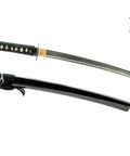Unsharpened Stainless Steel Wakizashi Iaito For Iaido Practice, 21 Inch Blade With Bo Hi Fuller, black saya and rayskin handle