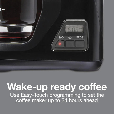 FrontFill Drip Coffee Maker Digital Programmable 12 Cup Glass Carafe with clock and buttons for easy programming