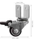 Set Of Four Heavy Duty One Inch Swivel Caster Wheels With U Shaped Brackets Silent Rolling Replacement Hardware close-up with dimensions.