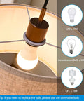 Close-up of bulb fitting in Bronze Arched Floor Lamp With Hanging Lampshade, showing LED bulb compatibility.