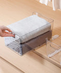 Four Pack Heavy Duty Self Adhesive Bottom Mount Drawer Slides Full Extension Glide Rails for smooth drawer organization with rolled towels