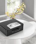Heavy Duty Steel Safe Box With Digital Keypad Lock For Personal Items And Travel Security on table, includes carry handle.