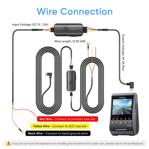 Type C HK6 Hardwire Kit With 8 Piece Fuse Tap For A329S And A119M Pro wire connection layout and color-coded wires