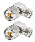 Two Pack UHF PL259 Male To SO239 Female Right Angle Adapter 90 Degree RF Coax Connector for CB Radio, brass copper view