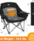 Oversized XL Camping Chair For Adults Built Tough 500 Lb Capacity with padded headrest, cup holder, and folding design