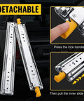 3 Fold Full Extension Drawer Slides With Lock 76mm Wide Side Mount Ball Bearing Rails Heavy Duty 500 Lb