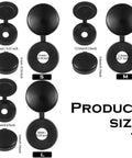 Size chart of 100 Piece Hinged Plastic Screw Cover Caps Set with Shutter Fold Snap Covers and Washers for large black screws