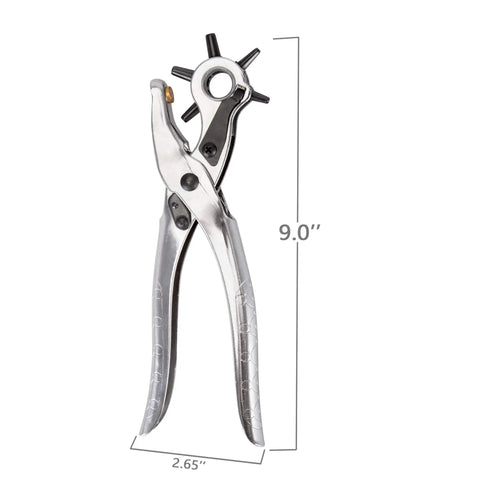 Pro Grade Leather Hole Punch Set For Belts Watch Bands Straps Dog Collars Saddles Shoes Fabric And DIY Projects 9 Inch Handy Punch Tool