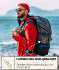 Man hiking by the sea with a backpack containing a Portable Stainless Steel Travel Utensil Set With Case Reusable Fork And Spoon.