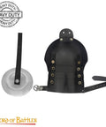 Medieval Spaulders With Knightly Besague 16 Gauge Steel Heavy Duty Shoulder Armor With Leather Straps displayed flat