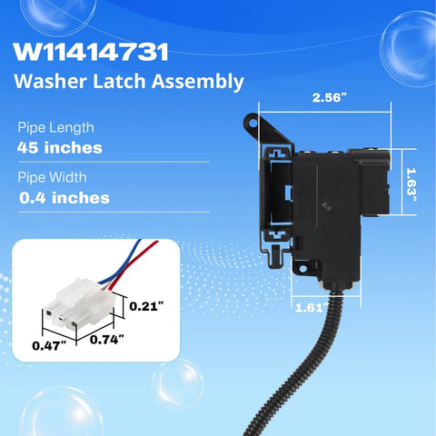 Heavy Duty Beefed Up Washer Lid Lock Switch Assembly Durable Replacement Kit Fits Top And Front Load Washers dimensions shown