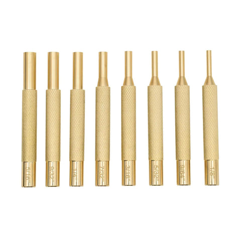 Eight Piece Brass Pin Drive Punch Set With Red Storage Pouch For Bench Work A Handy Go To Tool For Upgrading And Repairing