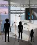 Rain Shower System with 10" Rainfall Head & Thermostatic Faucet, Wall Mounted Brass Shower Set, height adjustable for family use.