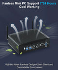 Slick Industrial Mini PC With An Eighth Gen Intel Core I5-8260U Chip Paired To A Full 16GB DDR4 Kit And Blazing 512GB Solid State Drive For Dead Simple Windows 11 Pro Tasks Inside A Totally Silent Fanless Build That Just Gets The Job Done Right. Back view showing ports and fanless cooling design.