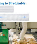 Heavy Duty 2.5 Inch By 10 Foot Clear Flexible Pvc Dust Collection Hose Kink Resistant Design used with woodworking machine for dust extraction.