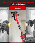 Effortless Electric Drywall Sander Kicks The Dusty Mess To The Curb While Handling Stubborn Popcorn Ceilings And Prepping Walls Like A Boss Using Integrated Vacuum Power shown in a comparison to traditional methods.