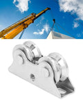 V Groove Wheel Sliding Gate Caster Heavy Duty Rigid Roller With Bracket For Inverted Track Rolling Gate Industrial Carts Wire Rope Rail Wear Resistant Stainless Steel Design For Demanding Industrial Applications in a warehouse setting.