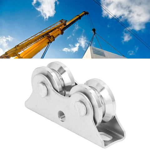 V Groove Wheel Sliding Gate Caster Heavy Duty Rigid Roller With Bracket For Inverted Track Rolling Gate Industrial Carts Wire Rope Rail Wear Resistant Stainless Steel Design For Demanding Industrial Applications in a warehouse setting.