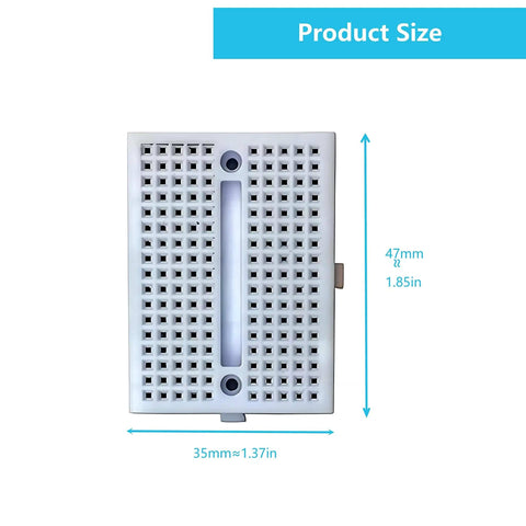 Six Pack Mini Breadboard Kit White With 170 Tie Points No Soldering Needed dimensions 47mm by 35mm diagram