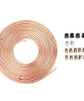 25ft Copper Plated Brake Line Tubing 3 16 Inch OD With Fittings For Cars And Trucks, Flexible Hydraulic Brake Pipe, Coiled