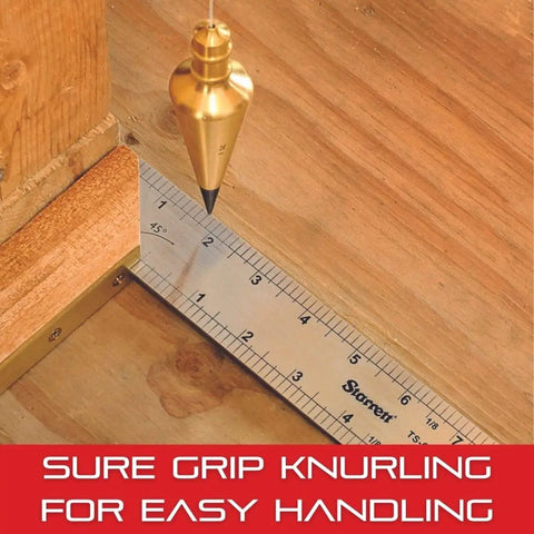 Beefy Solid Steel Plumb Bob With Braided Nylon Line For Layout Construction And Surveying Hexagonal Shaped Weight Eight And A Half Ounces