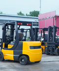 Electric Forklift 3 Ton With Hydraulic Lift System For Warehouse Use Heavy Duty Pallet Transport Workhorse For Factory Storage Loading Dock And Logistics Operations in yellow, side view
