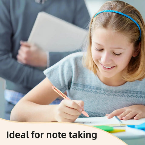 Girl using 5 Pack Gel Pens 0.5mm Retractable Quick Dry Black Ink Fine Point Rolling Ball Gel Pens for Smooth Writing No Bleed