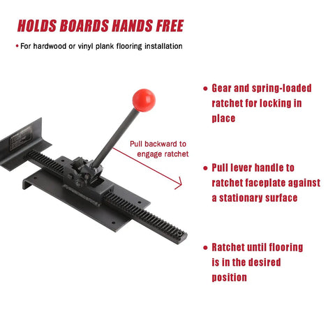 Hardwood Flooring Jack Positioning Tool For Easy Installations And Tight Fits Pull Or Push Floorboards Smoothly with red handle